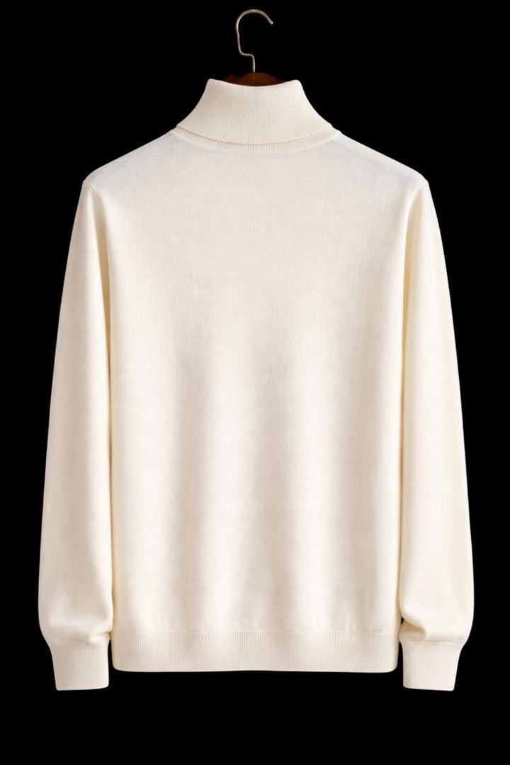 Mens Jumper Fine Wool Slim Fit Turtleneck Knit Pullover