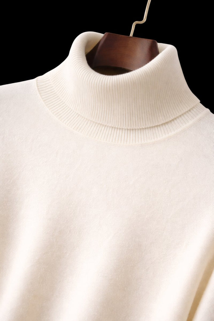 Mens Jumper Fine Wool Slim Fit Turtleneck Knit Pullover