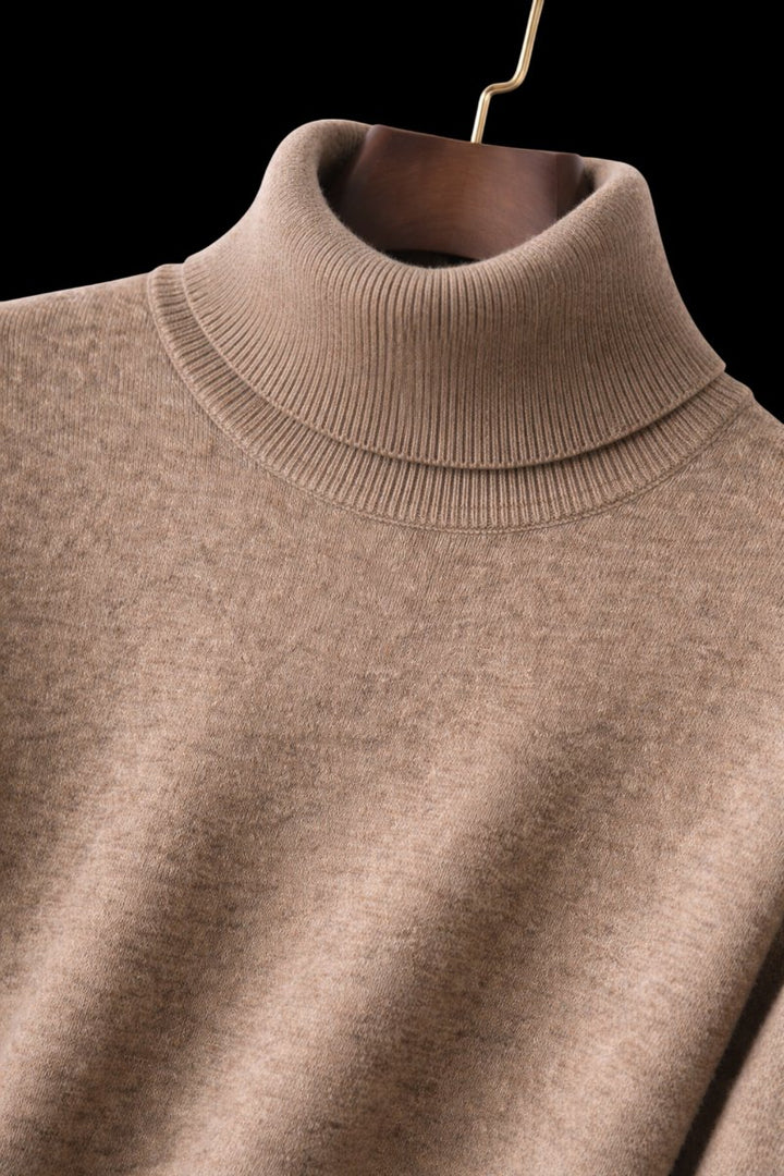 Mens Jumper Fine Wool Slim Fit Turtleneck Knit Pullover