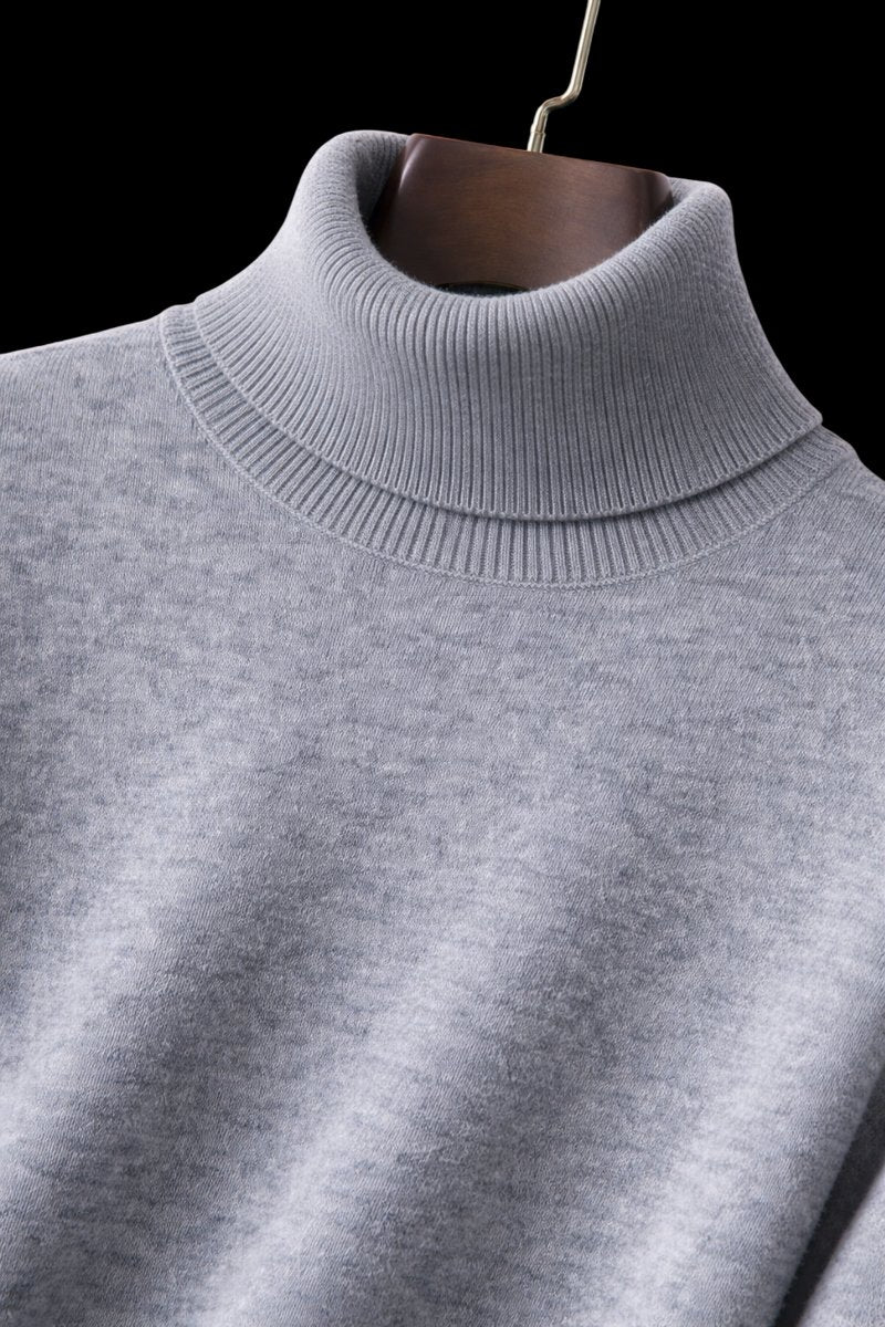 Mens Jumper Fine Wool Slim Fit Turtleneck Knit Pullover