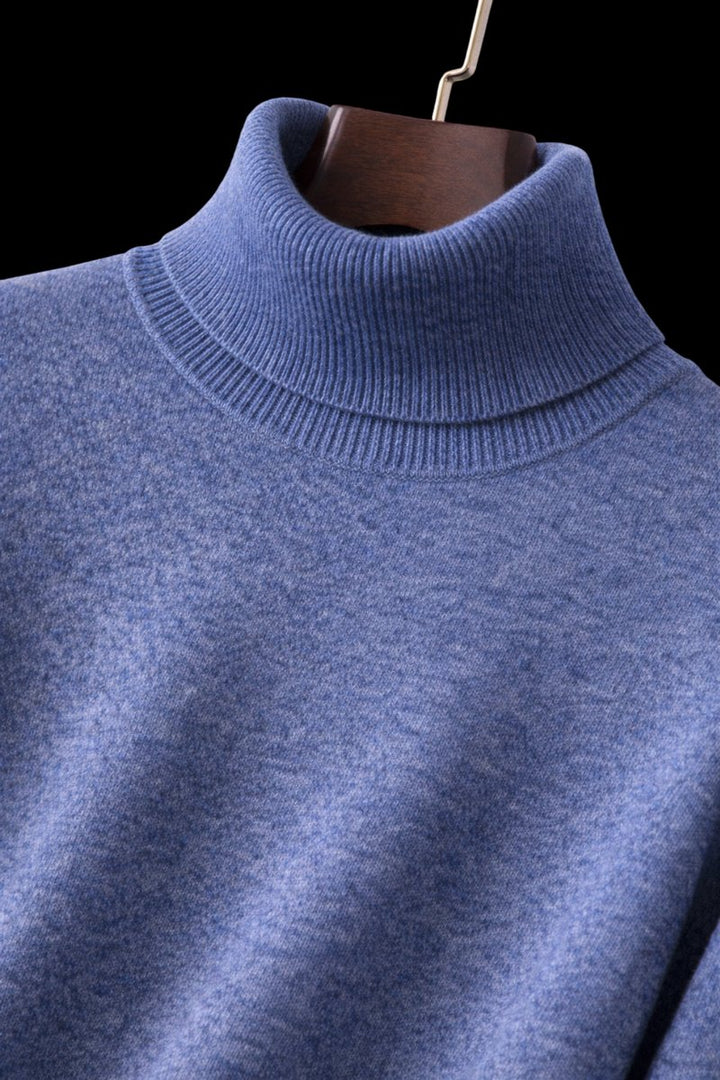 Mens Jumper Fine Wool Slim Fit Turtleneck Knit Pullover