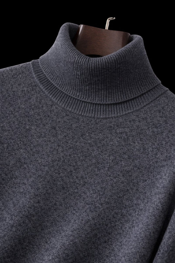 Mens Jumper Fine Wool Slim Fit Turtleneck Knit Pullover