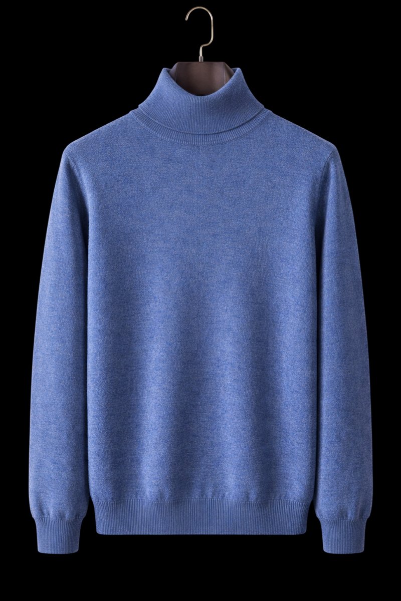 Mens Jumper Fine Wool Slim Fit Turtleneck Knit Pullover
