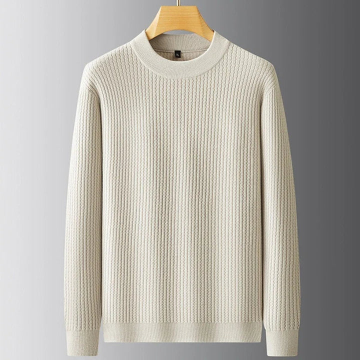 Mens Jumper Heavyweight Ribbed Knit Crew Neck Pullover