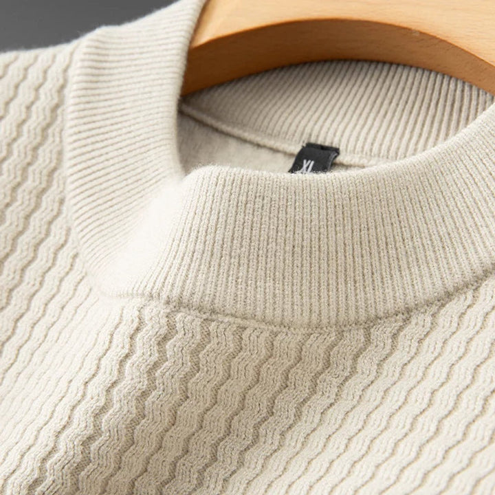 Mens Jumper Heavyweight Ribbed Knit Crew Neck Pullover