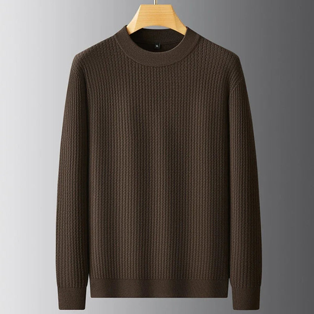 Mens Jumper Heavyweight Ribbed Knit Crew Neck Pullover