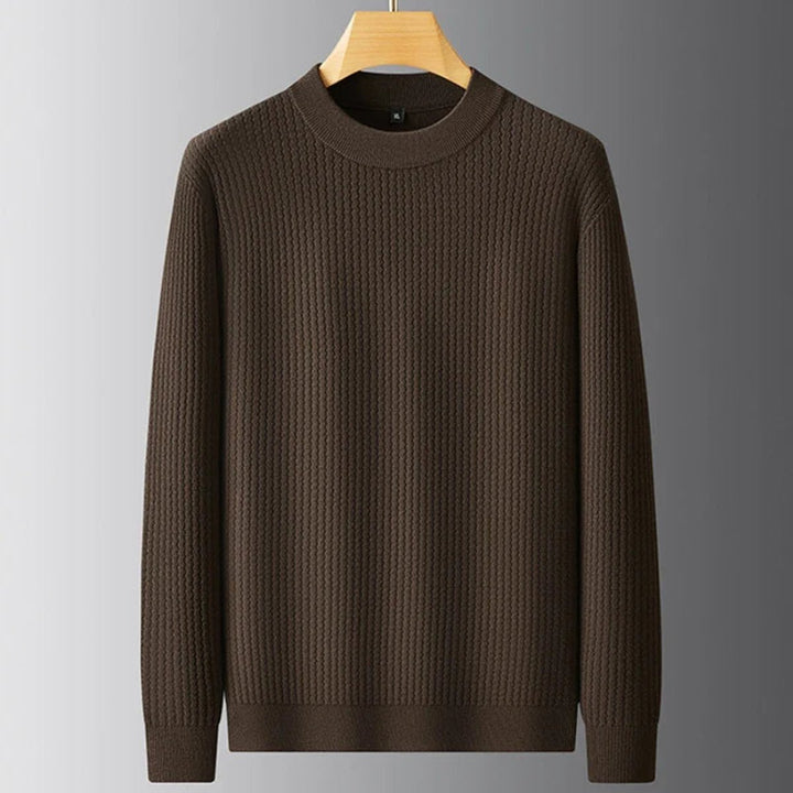 Mens Jumper Heavyweight Ribbed Knit Crew Neck Pullover
