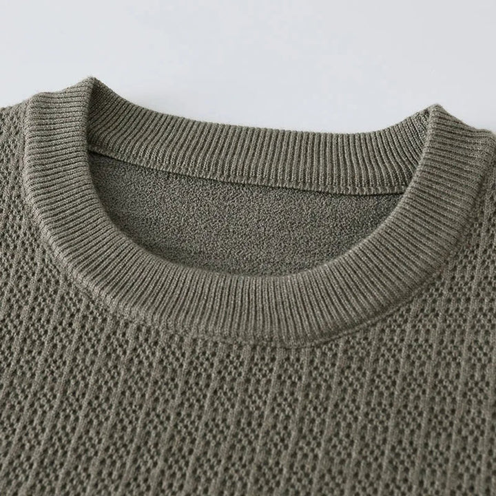 Mens Jumper Heritage Stripe Ribbed Crew Neck Knitted Pullover