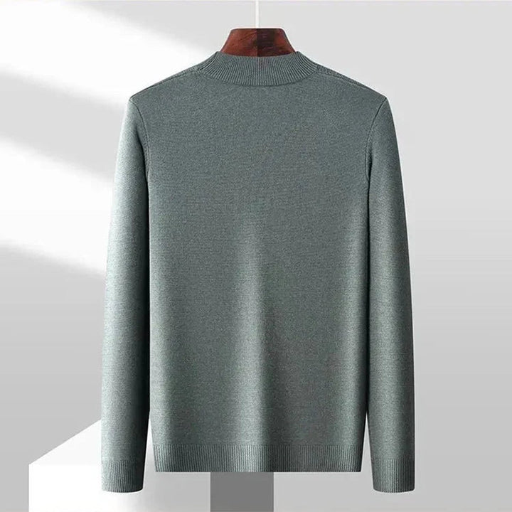 Mens Jumper Jacquard-Knit Mock-Neck Ribbed Pullover