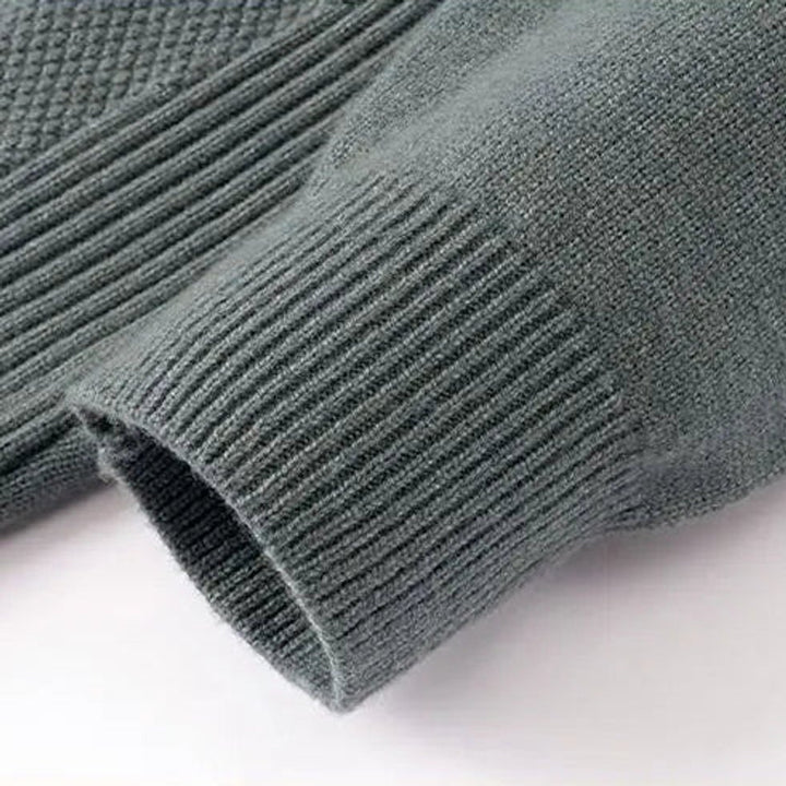 Mens Jumper Jacquard-Knit Mock-Neck Ribbed Pullover