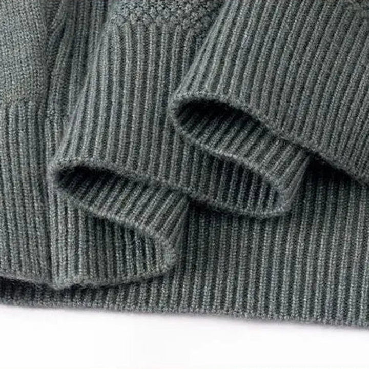 Mens Jumper Jacquard-Knit Mock-Neck Ribbed Pullover