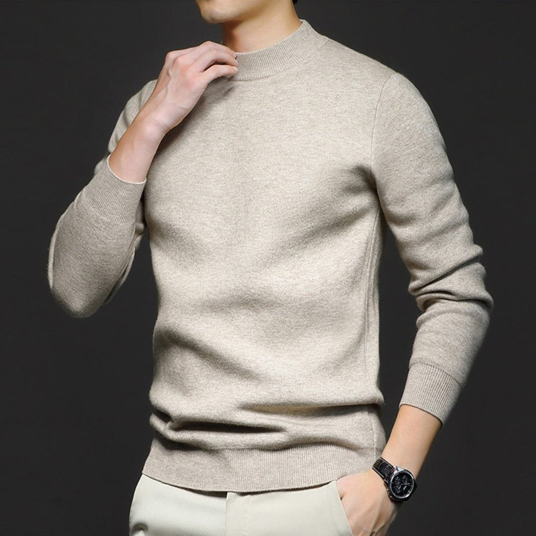 Mens Jumper Slim-Fit Crewneck Fine-Knit Pullover