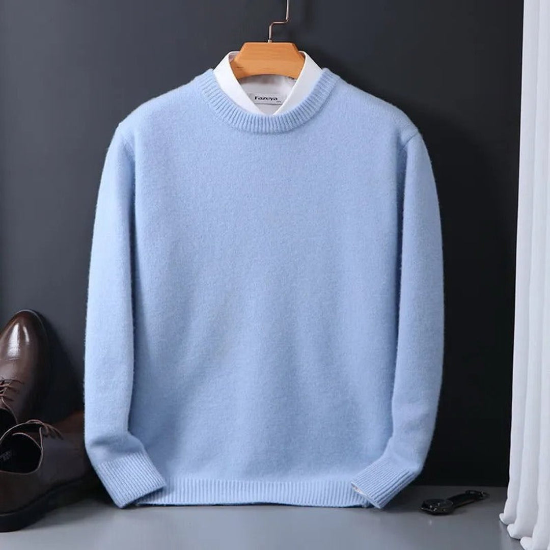 Mens Jumper Soft Mohair Crew Neck Knitted Pullover