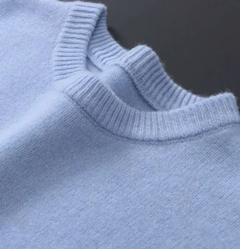 Mens Jumper Soft Mohair Crew Neck Knitted Pullover