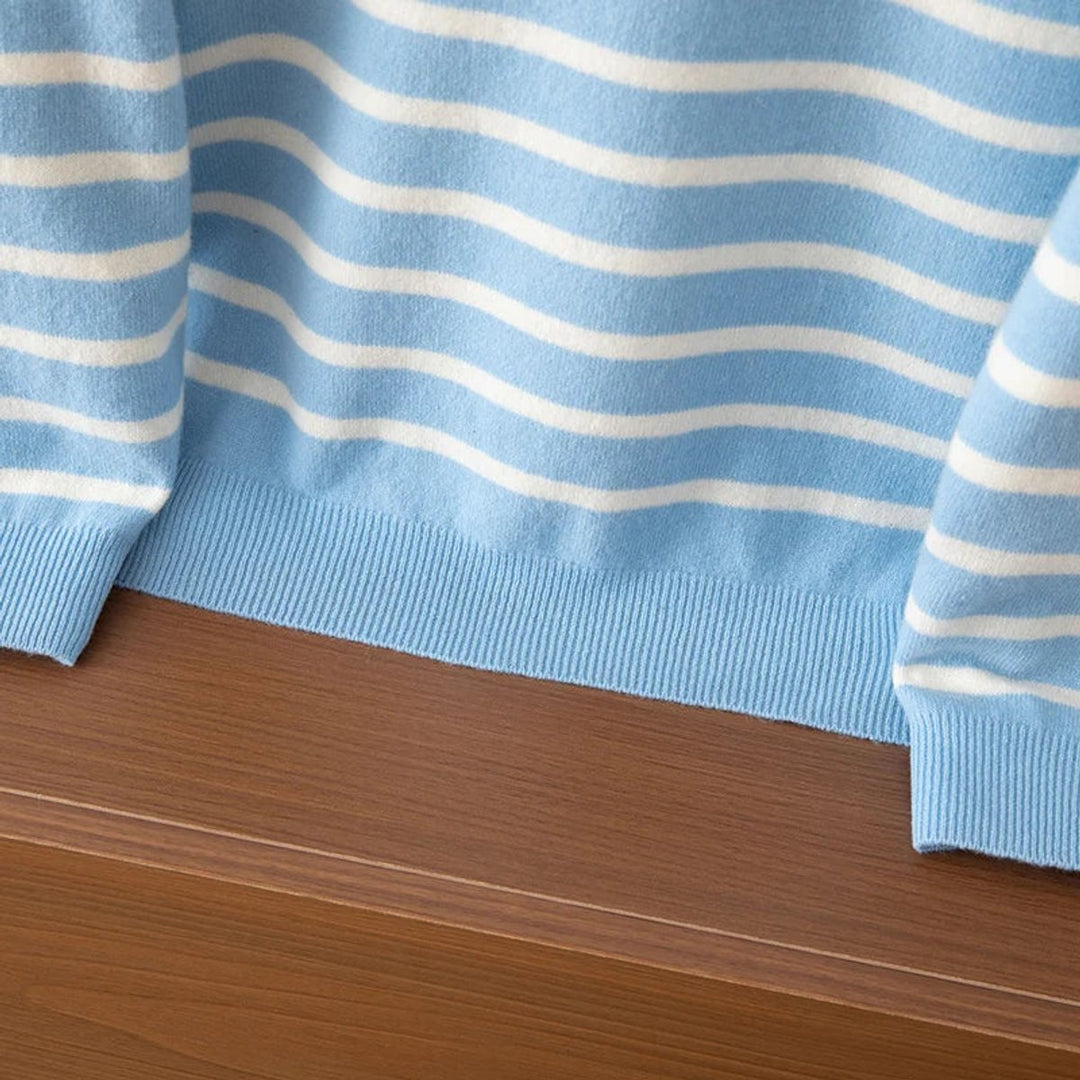 Mens Jumper Striped Merino Cashmere Blend Crew Neck Knit