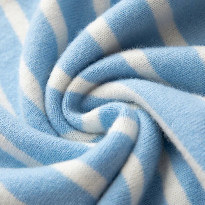 Mens Jumper Striped Merino Cashmere Blend Crew Neck Knit