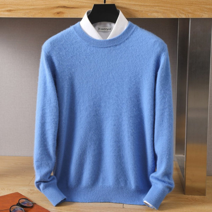 Mens Jumpers Cashmere Blend Relaxed-Fit Crew-Neck Knitted Pullover