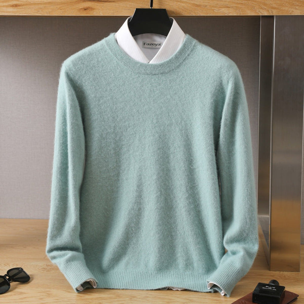 Mens Jumpers Cashmere Blend Relaxed-Fit Crew-Neck Knitted Pullover