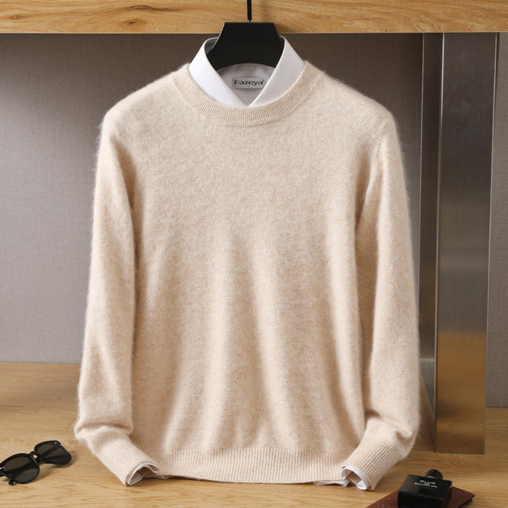 Mens Jumpers Cashmere Blend Relaxed-Fit Crew-Neck Knitted Pullover