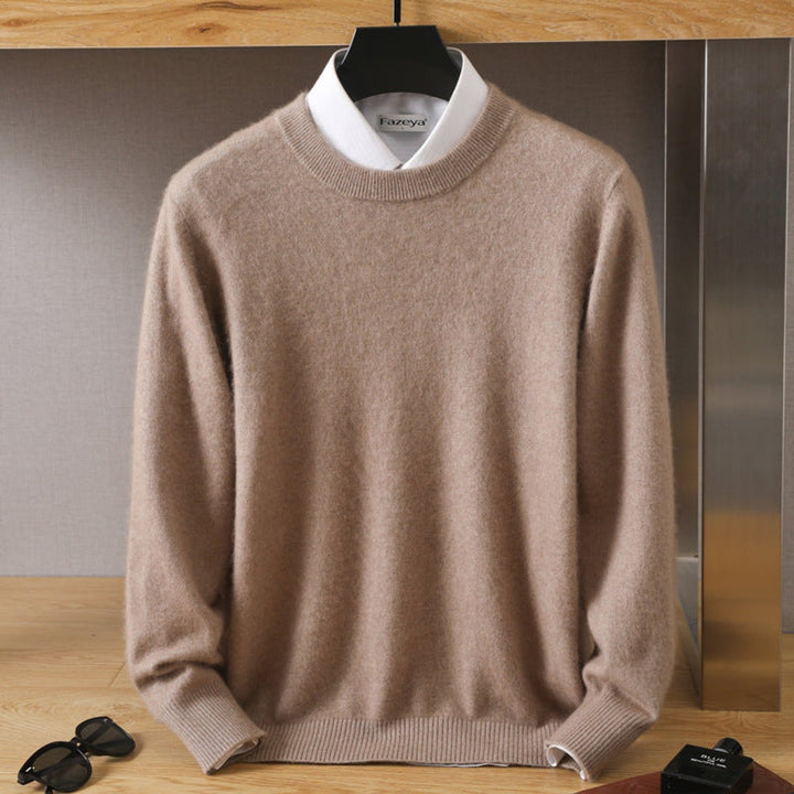 Mens Jumpers Cashmere Blend Relaxed-Fit Crew-Neck Knitted Pullover