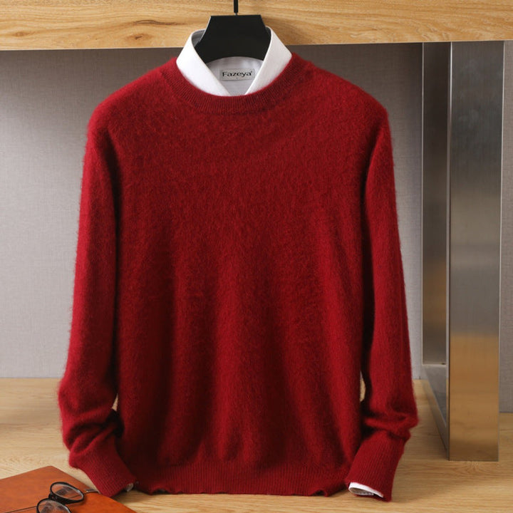 Mens Jumpers Cashmere Blend Relaxed-Fit Crew-Neck Knitted Pullover
