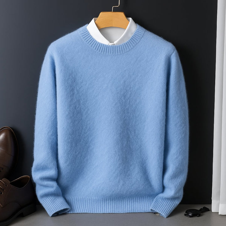Mens Jumpers Cashmere Knit Crew-Neck Fluffy Pullover