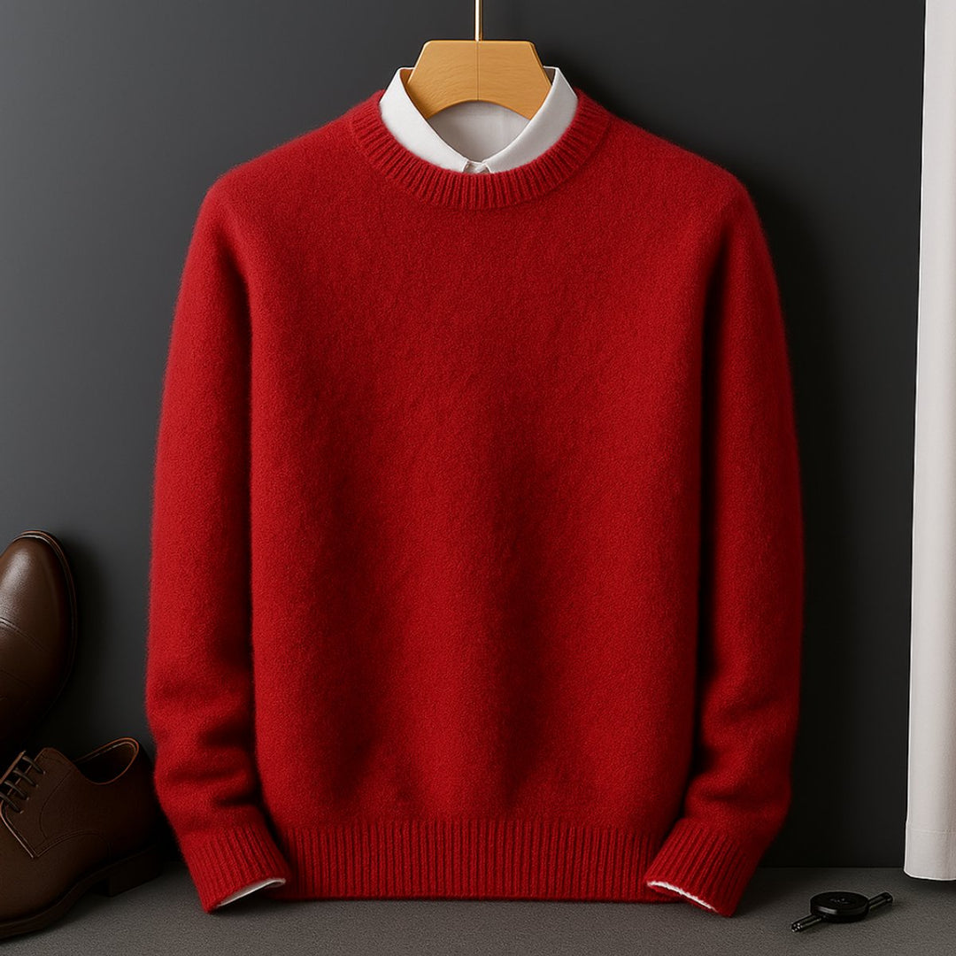Mens Jumpers Cashmere Knit Crew-Neck Fluffy Pullover
