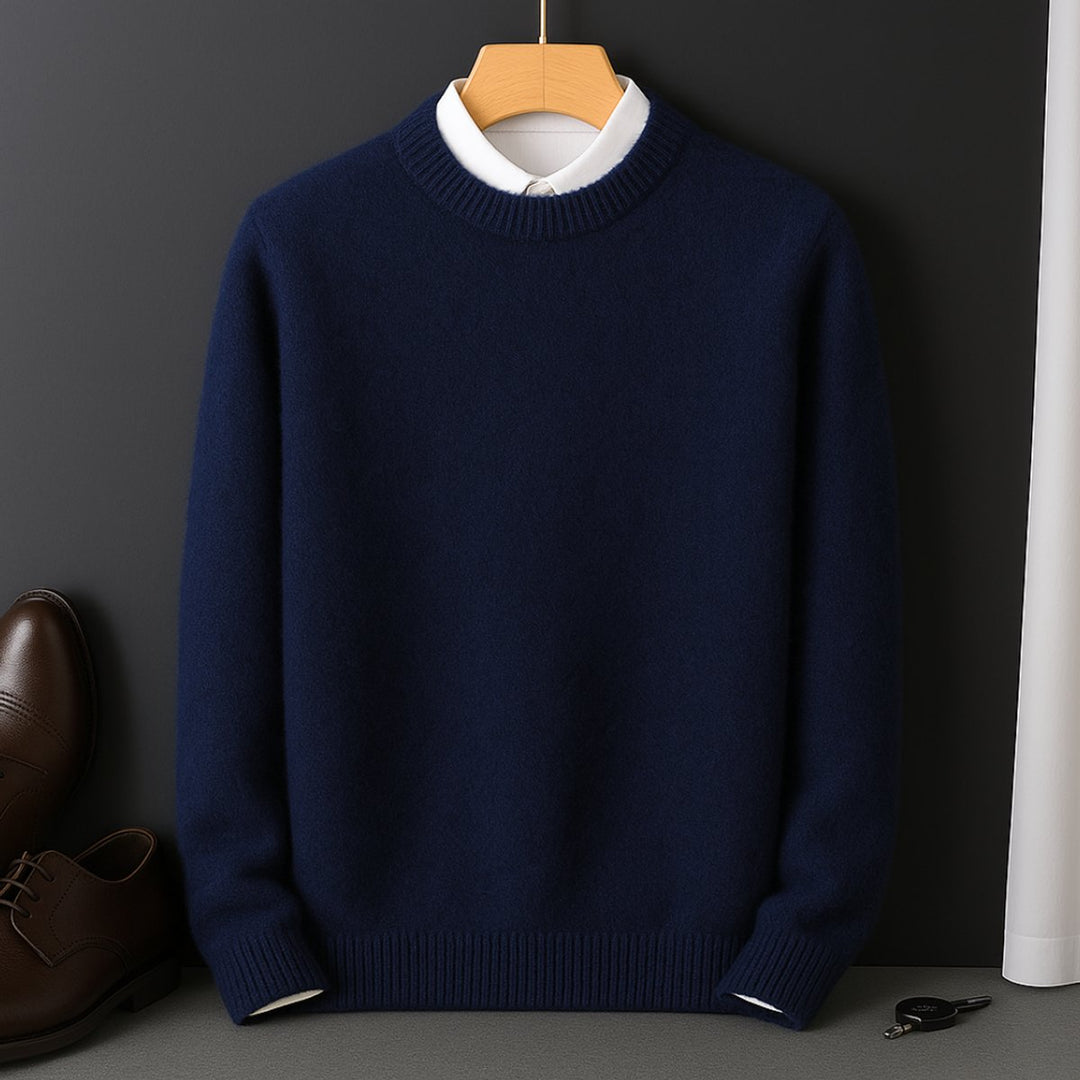 Mens Jumpers Cashmere Knit Crew-Neck Fluffy Pullover