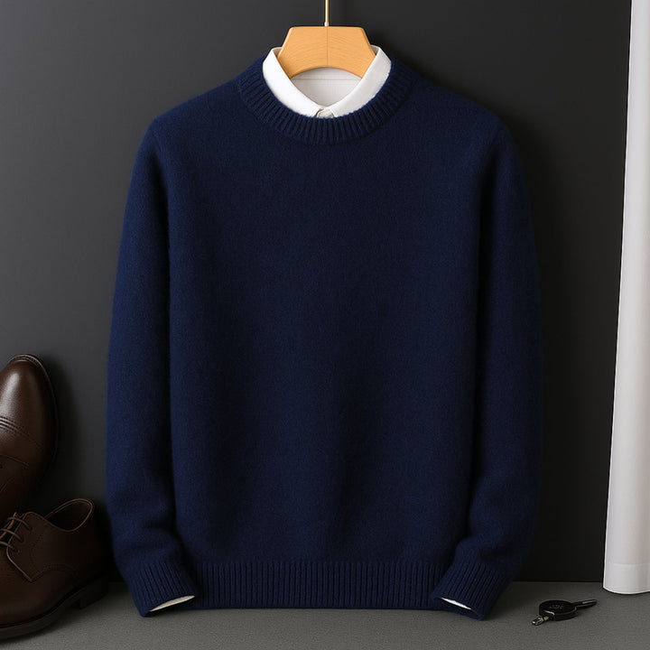 Mens Jumpers Cashmere Knit Crew-Neck Fluffy Pullover
