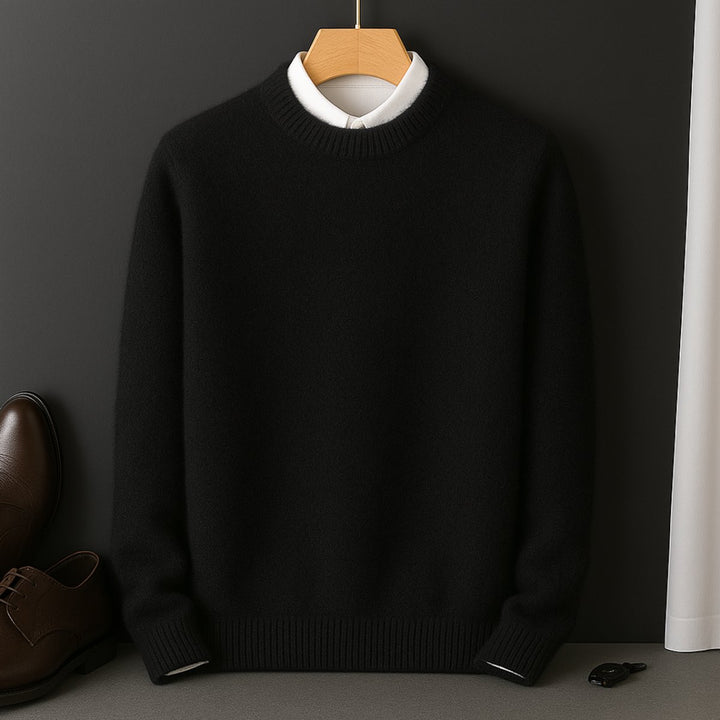 Mens Jumpers Cashmere Knit Crew-Neck Fluffy Pullover