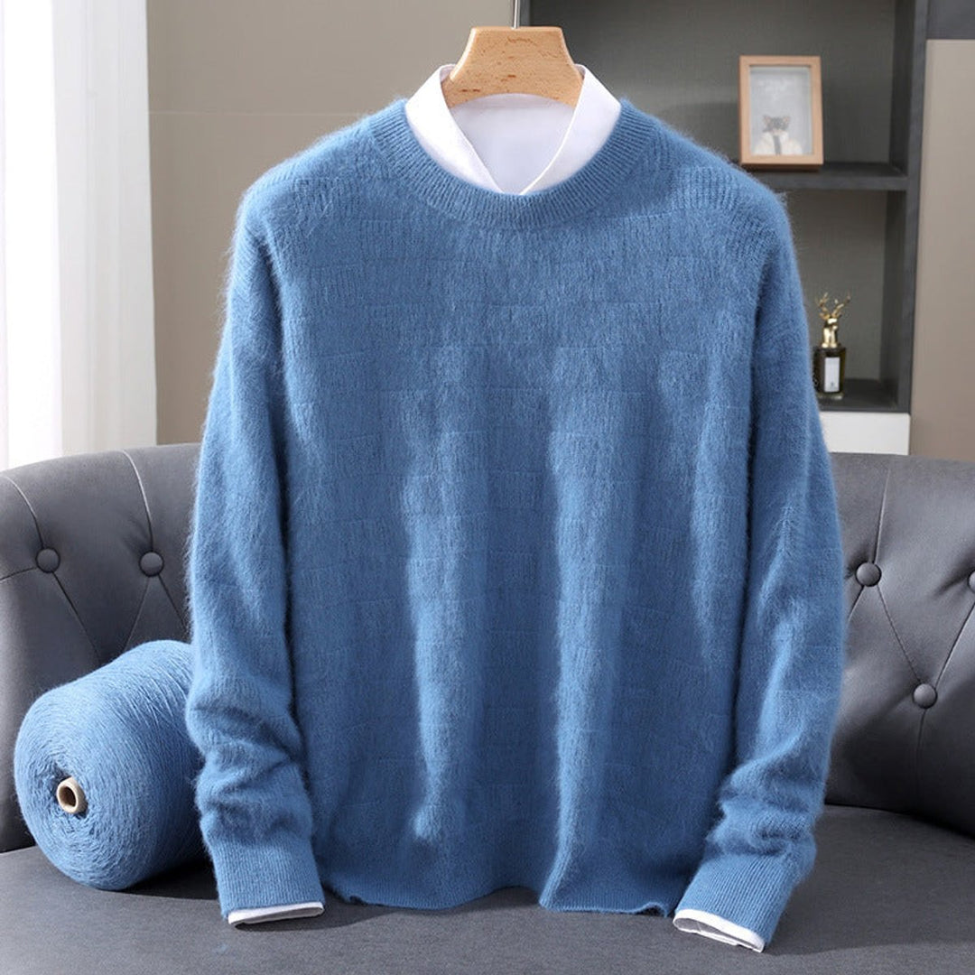 Mens Jumpers Cashmere Mink Blend Crew Neck Knitted Pullover