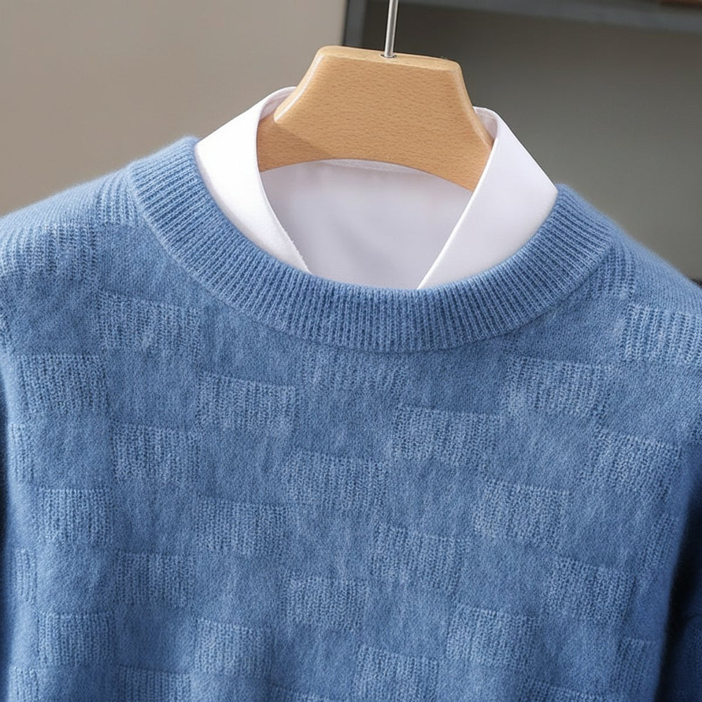 Mens Jumpers Cashmere Mink Blend Crew Neck Knitted Pullover