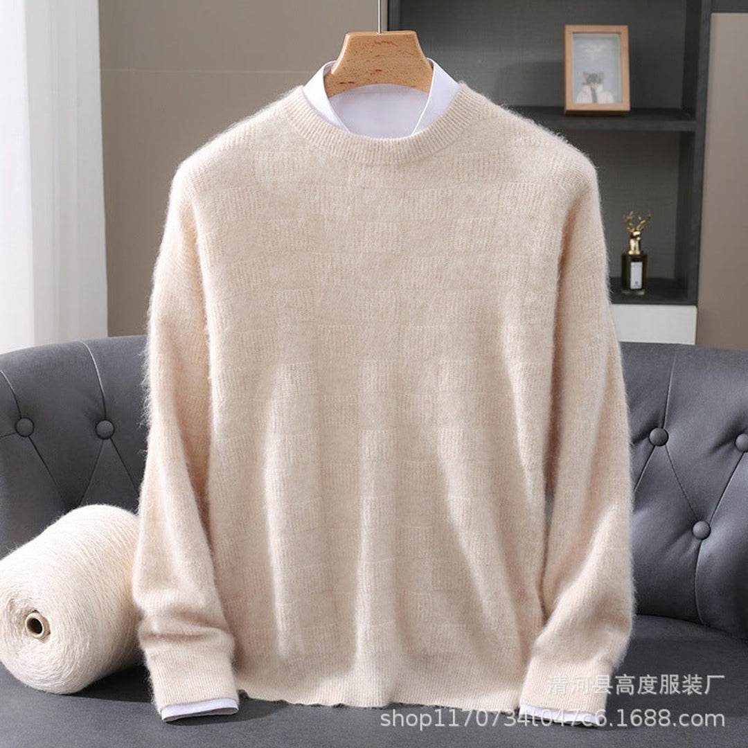 Mens Jumpers Cashmere Mink Blend Crew Neck Knitted Pullover