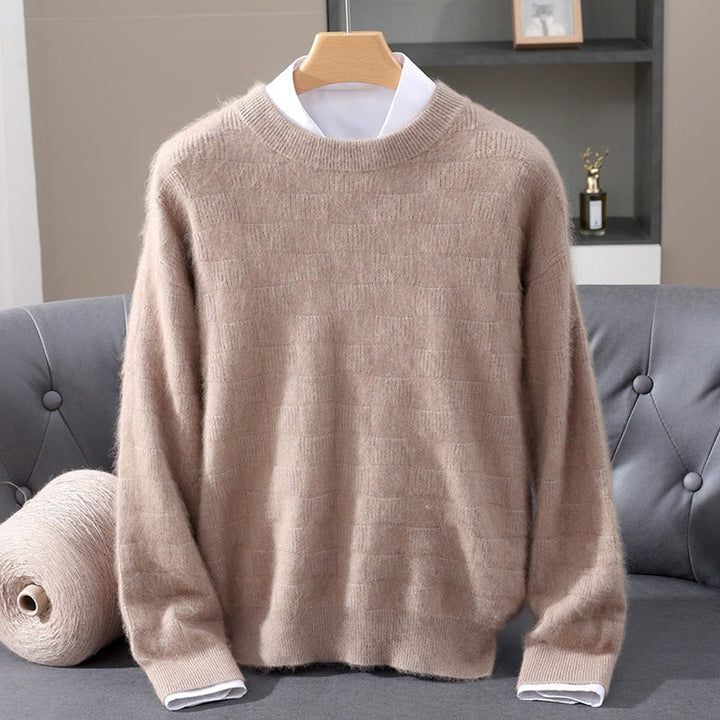 Mens Jumpers Cashmere Mink Blend Crew Neck Knitted Pullover