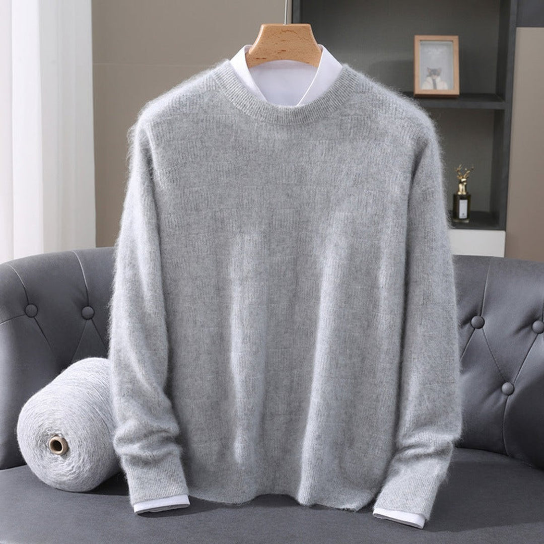 Mens Jumpers Cashmere Mink Blend Crew Neck Knitted Pullover