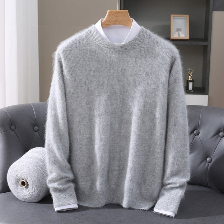 Mens Jumpers Cashmere Mink Blend Crew Neck Knitted Pullover