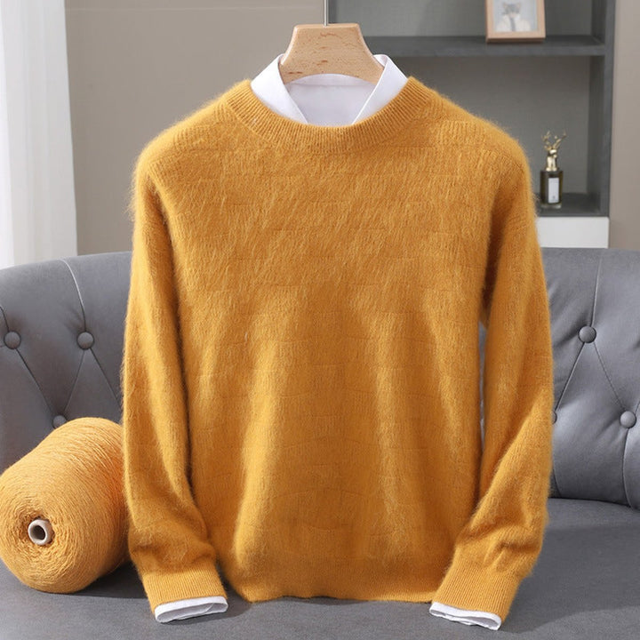 Mens Jumpers Cashmere Mink Blend Crew Neck Knitted Pullover