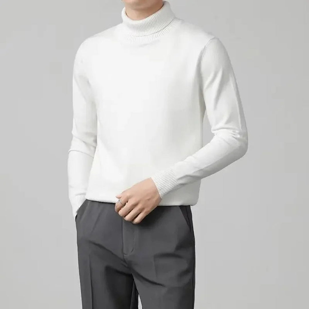 Mens Jumpers Cashmere Roll-Neck Slim Fit Knitted Pullover