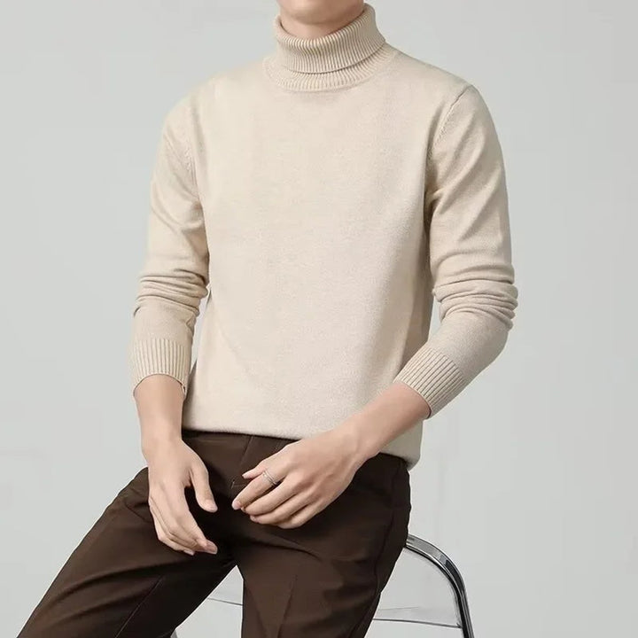Mens Jumpers Cashmere Roll-Neck Slim Fit Knitted Pullover