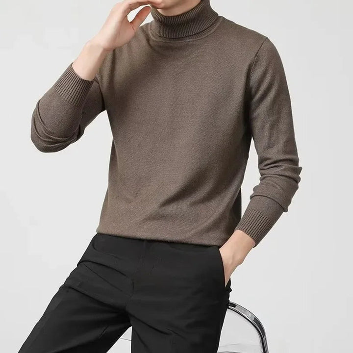 Mens Jumpers Cashmere Roll-Neck Slim Fit Knitted Pullover