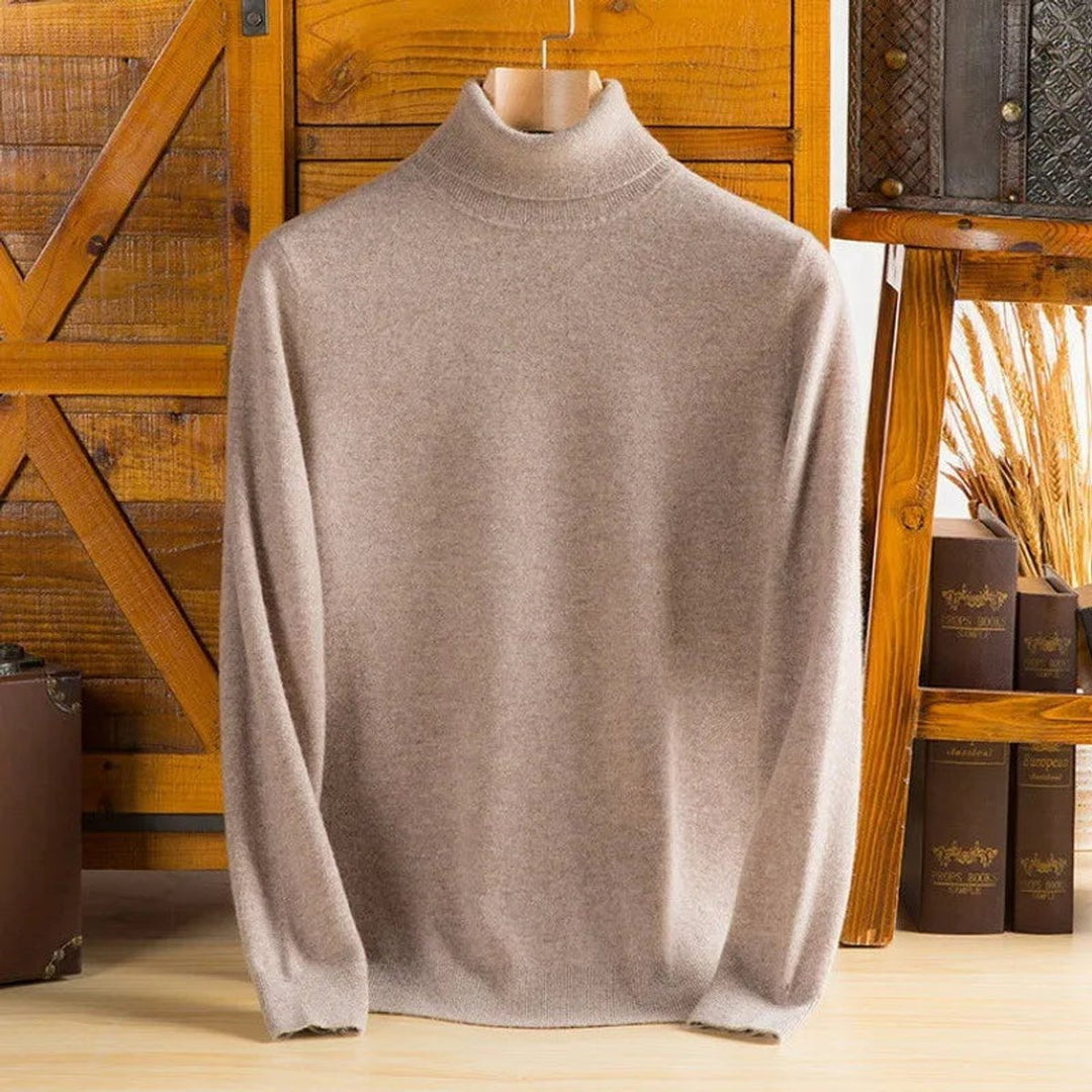 Mens Jumpers Cashmere Turtleneck Ribbed-Cuff Knitted Pullover