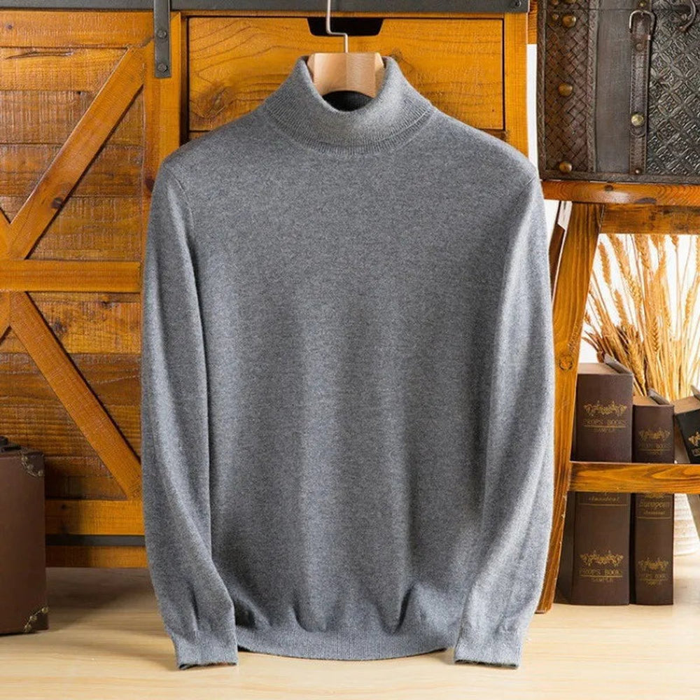 Mens Jumpers Cashmere Turtleneck Ribbed-Cuff Knitted Pullover