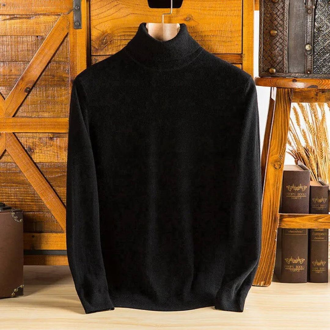 Mens Jumpers Cashmere Turtleneck Ribbed-Cuff Knitted Pullover