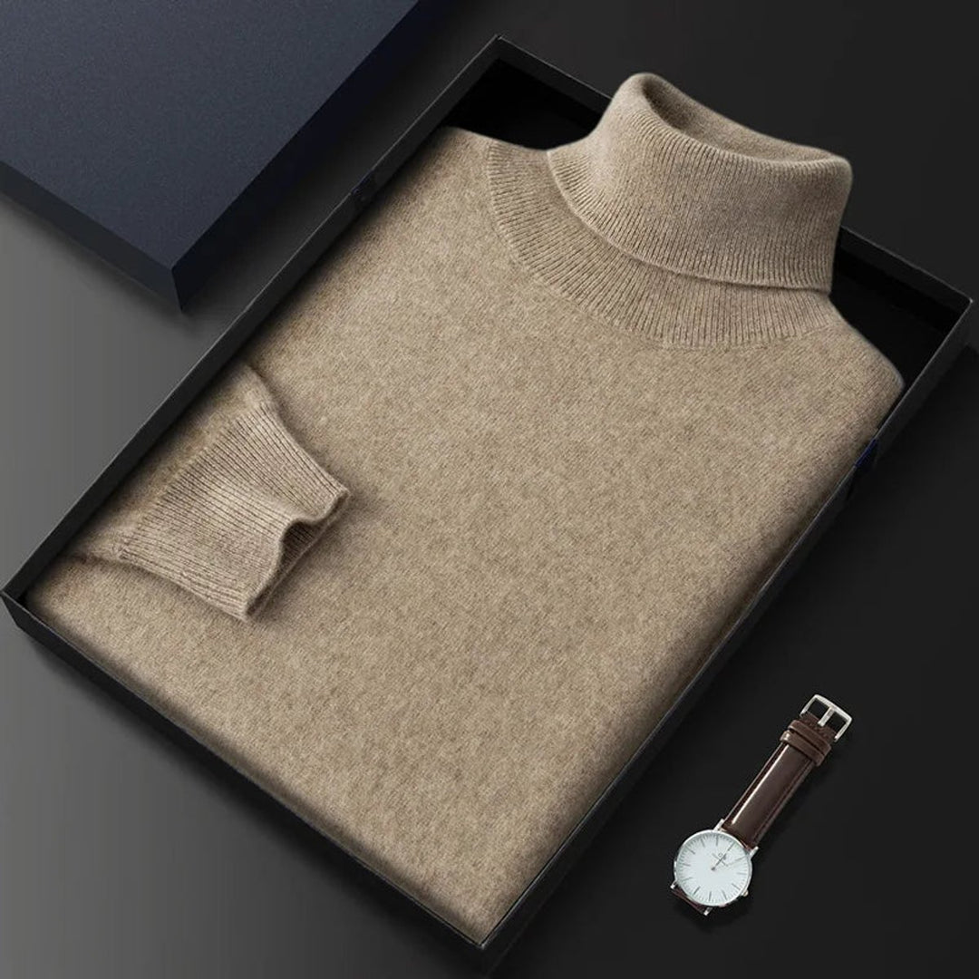 Mens Jumpers Cashmere Turtleneck Ribbed-Cuff Knitted Pullover