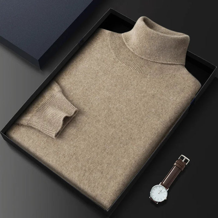 Mens Jumpers Cashmere Turtleneck Ribbed-Cuff Knitted Pullover
