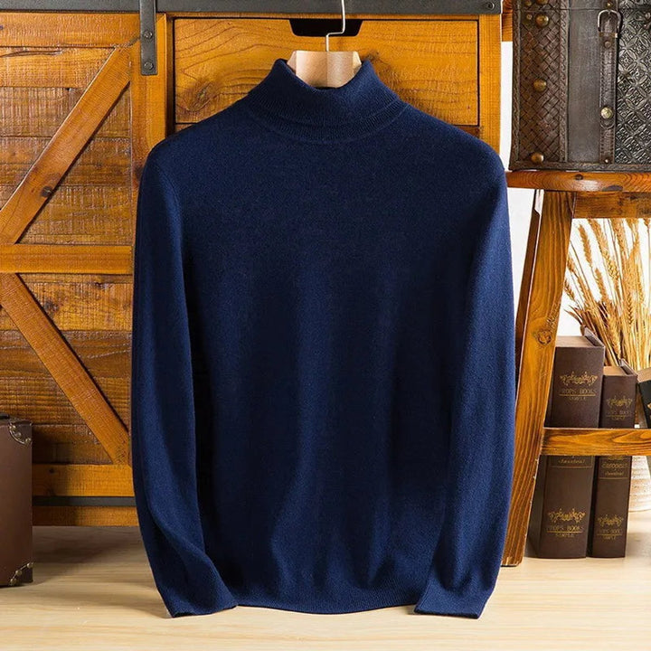 Mens Jumpers Cashmere Turtleneck Ribbed-Cuff Knitted Pullover