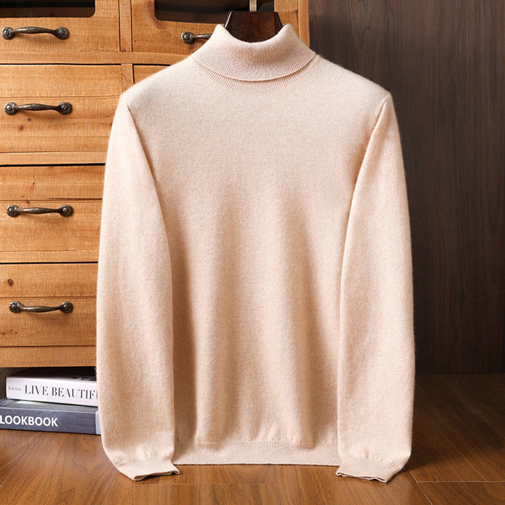 Mens Jumpers Cashmere Turtleneck Ribbed Knit Pullover