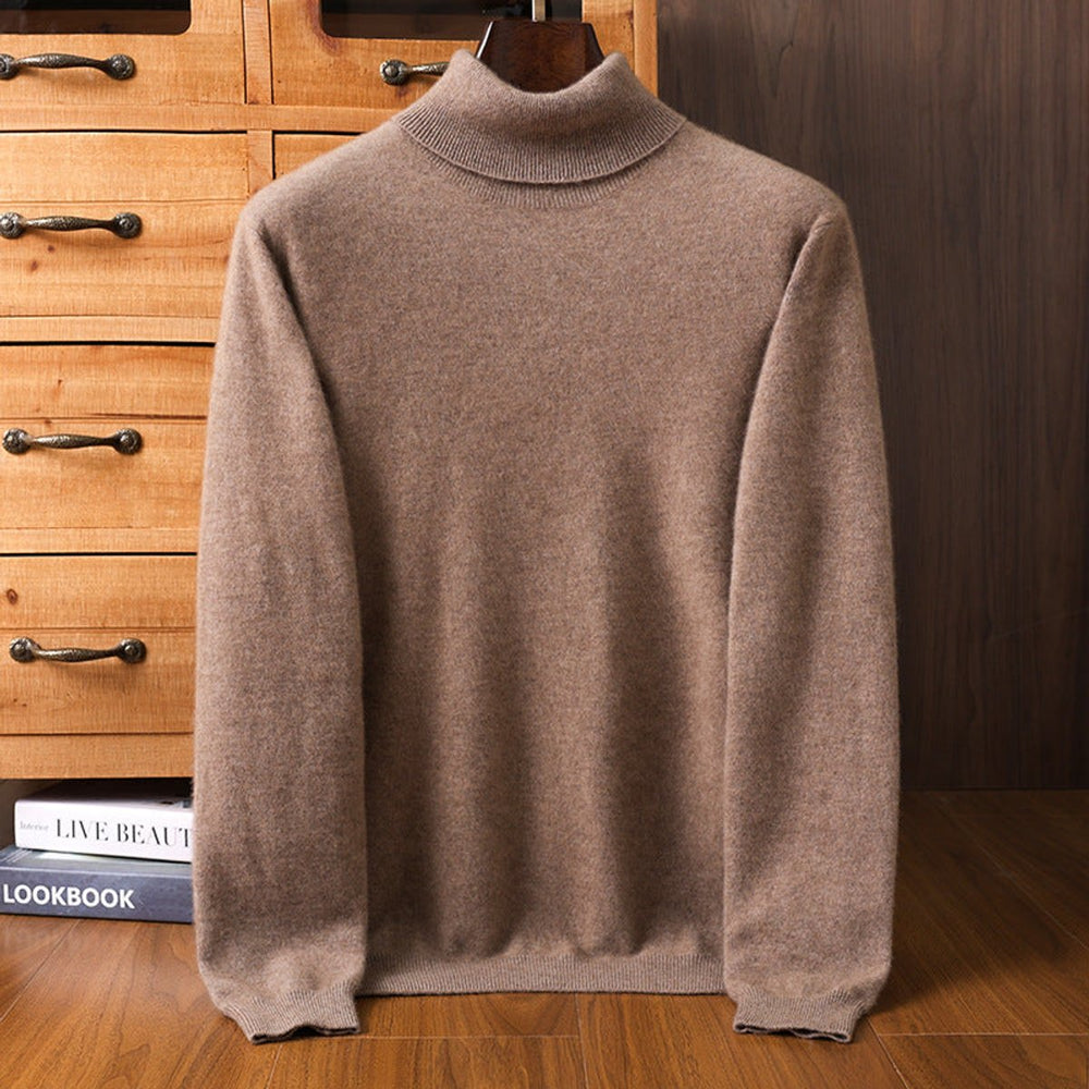 Mens Jumpers Cashmere Turtleneck Ribbed Knit Pullover