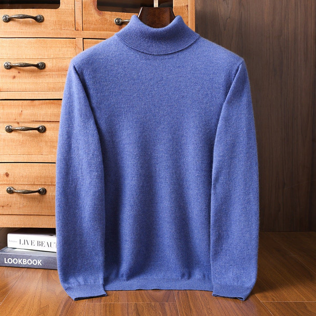Mens Jumpers Cashmere Turtleneck Ribbed Knit Pullover