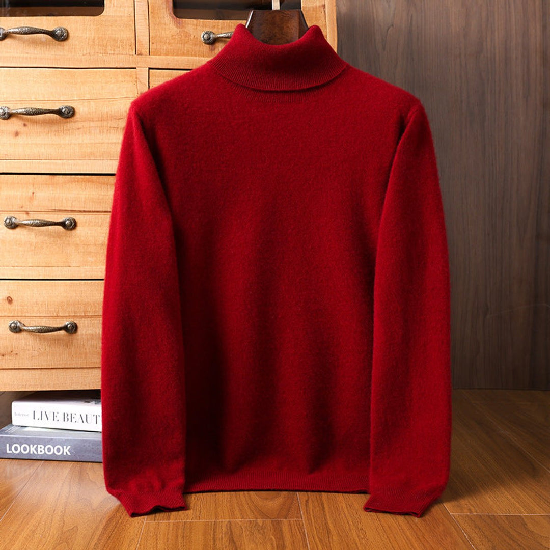 Mens Jumpers Cashmere Turtleneck Ribbed Knit Pullover